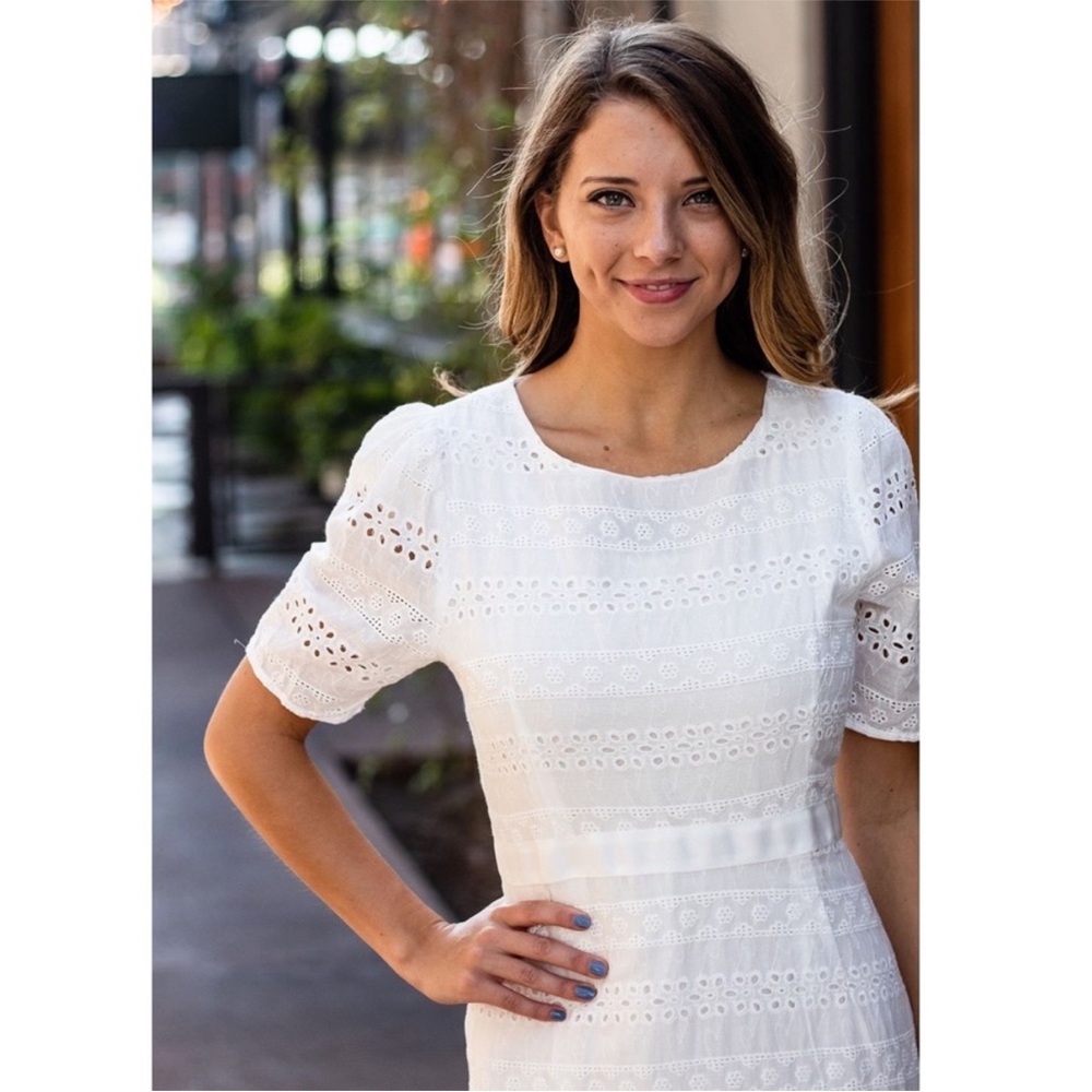 Hayden White Eyelet Midi Dress - Picture 3 of 11